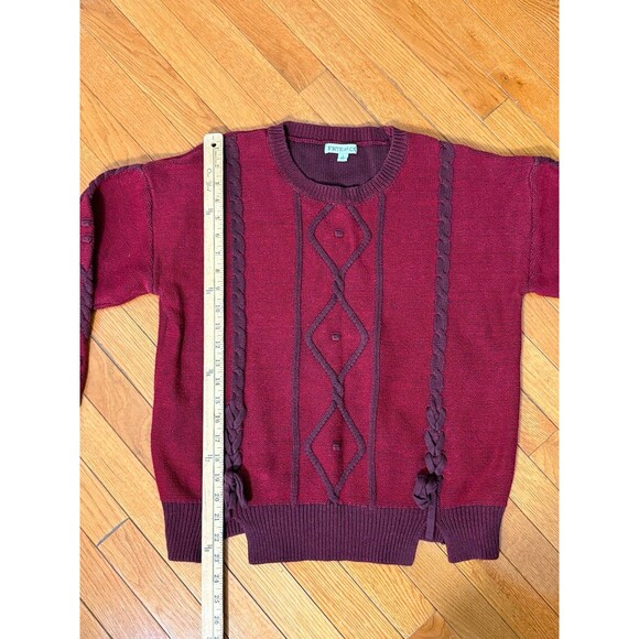 Frye and Co. Burgundy Crewneck Long Sleeve‎ Knit Sweater Women's Size L - Picture 5 of 7